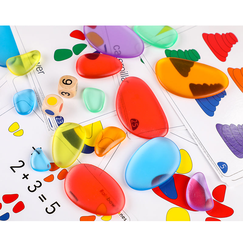 Rainbow Pebbles Transparent Sorting Stacking Stones | 36 PCS Learning Set