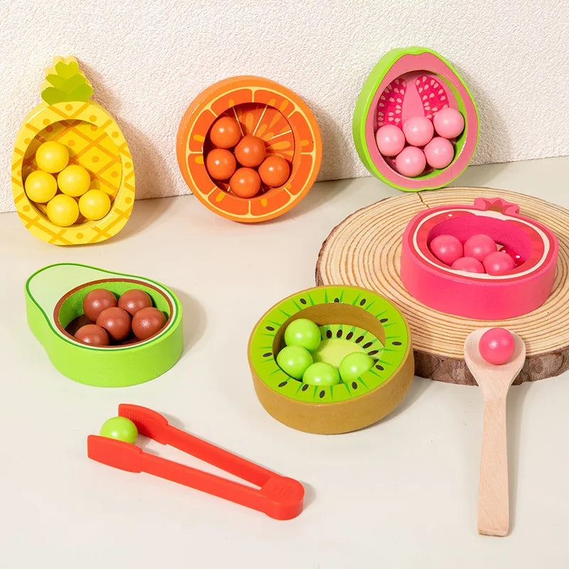 Fruit Colors Classification Toy for Kids | Wooden Color Sorting Bowl Montessori Set