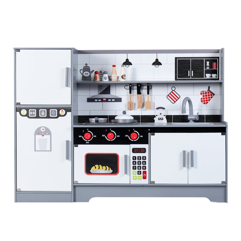 Giant Black & White Wooden Kitchen Play Set for Kids | Pretend Play Cooking Toy