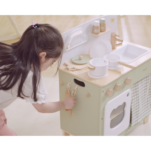 Wooden Play Kitchen Set | Pretend Chef Cooking Toy for Kids 3+