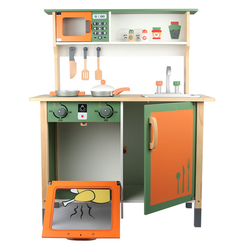 Maya Modern Wooden Kitchen Set for Kids | Pretend Play Kitchenette with Accessories