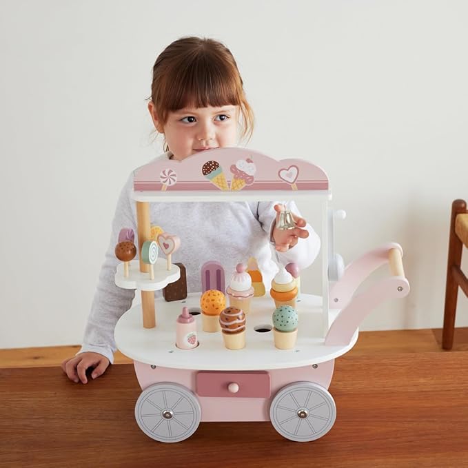 Wooden Ice Cream Cart Mini | Pretend Play Ice Cream Shop Toy for Kids