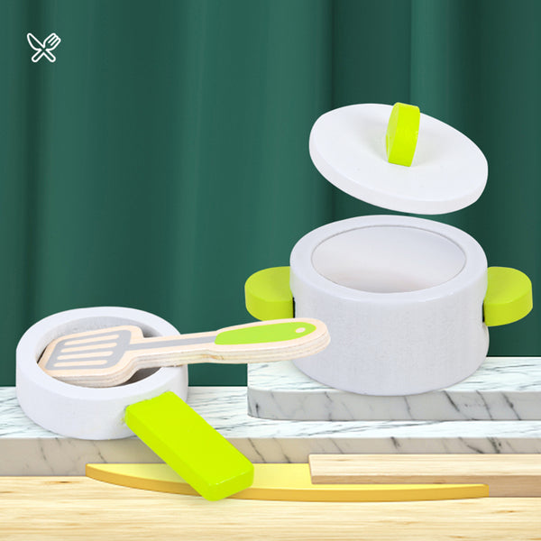 Little Chef Role Play Kitchen | Wooden Kids Cooking Pretend Playset for Toddlers