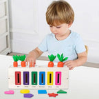 Carrot Harvest 3 in 1 Montessori Toy | Wooden Shape Sorting & Bead Maze Learning Set