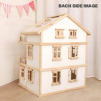 Happy Family Wooden Doll House for Kids | DIY Dollhouse with Furniture & Accessories