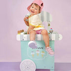 Wooden Ice Cream Cart Large | Kids Pretend Play Dessert Shop Toy with Accessories