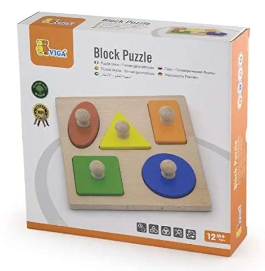Montessori Wooden Pegged Shapes Puzzle Kids | Toddler Learning Toy