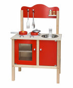 Noble Kitchen Red Play Set | Kids Wooden Toy Kitchen with Accessories