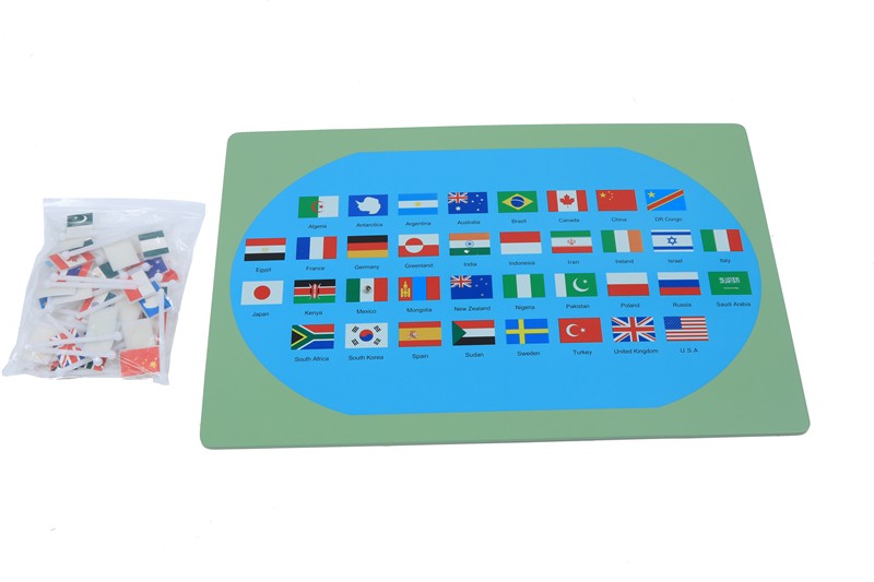 World Map & Flags Learning Set with Stand | Montessori Geography Educational Toy for Kids