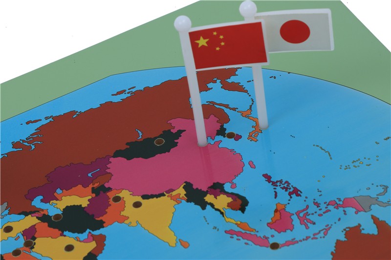 World Map & Flags Learning Set with Stand | Montessori Geography Educational Toy for Kids