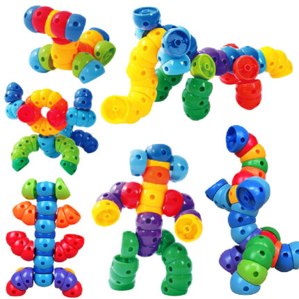 Constructor Blocks 58 Pcs | Kids STEM Snap & Twist Educational Building Toy Set