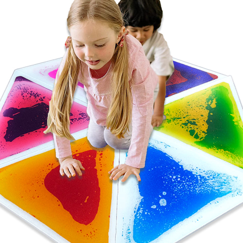 Pressure Sensitive Color Changing Liquid Floor Tiles 6 PCS Triangle | Kids Sensory Gel Mats