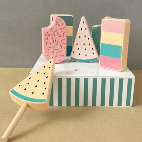 Wooden Popsicle Box Set | Kids Pretend Play Ice Cream Toy Storage Box