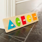 Wooden Montessori Shapes Puzzle with Knobs | Educational Toddler Learning Toy