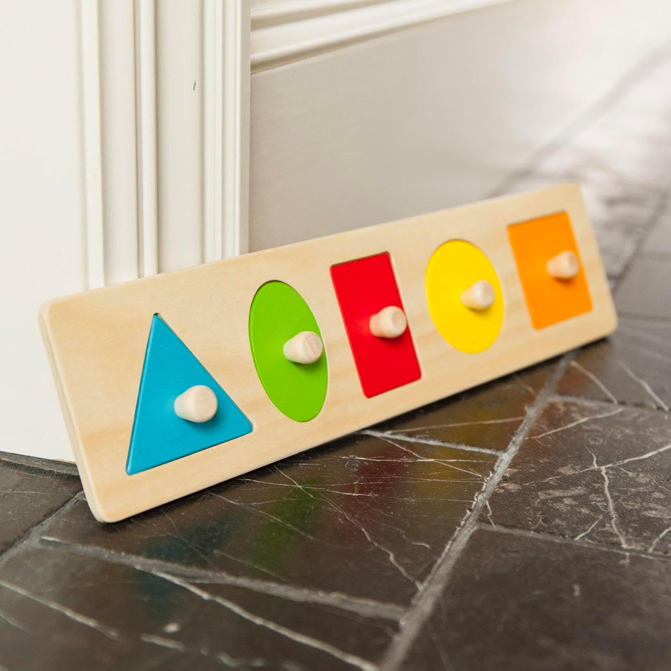 Wooden Montessori Shapes Puzzle with Knobs | Educational Toddler Learning Toy