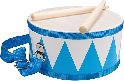 Children Wooden Drum Red Blue White | Kids Musical Instrument with Sticks
