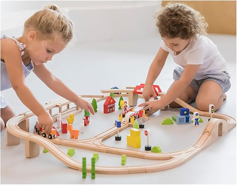 Wooden Train Track 90 Pieces