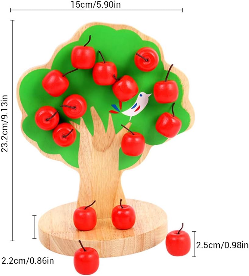Wooden Apple Magnetic Tree Lacing Toy | Kids Montessori Brain Development Game