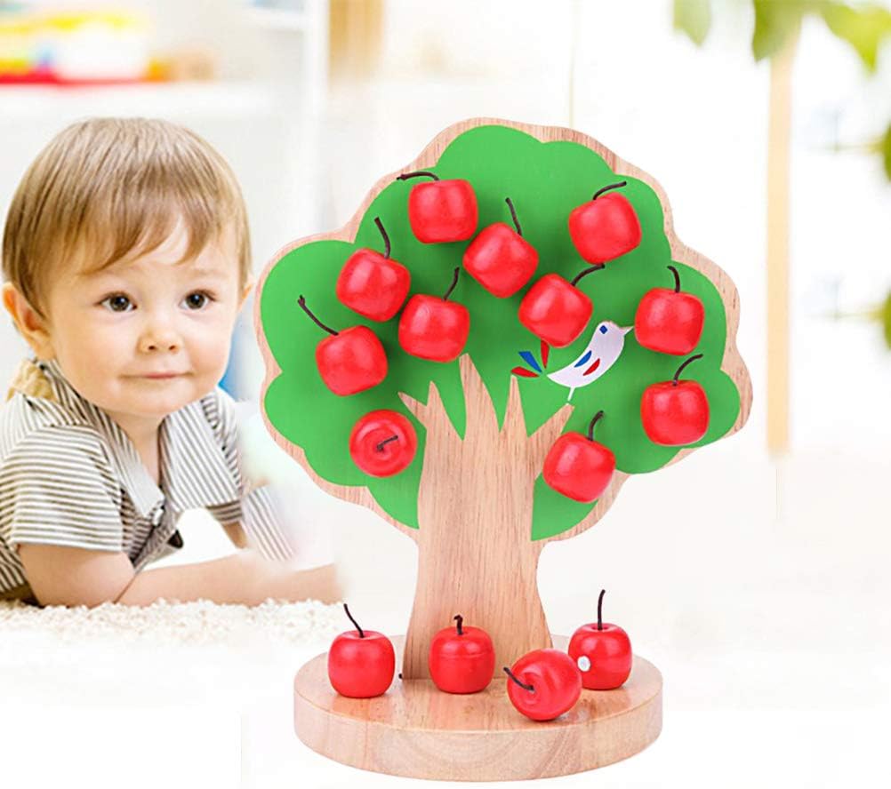 Wooden Apple Magnetic Tree Lacing Toy | Kids Montessori Brain Development Game