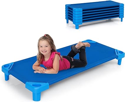 Kids Stackable Kiddie Cot Toddler Size | Daycare Nap Bed Lightweight Stackable Sleep Cot