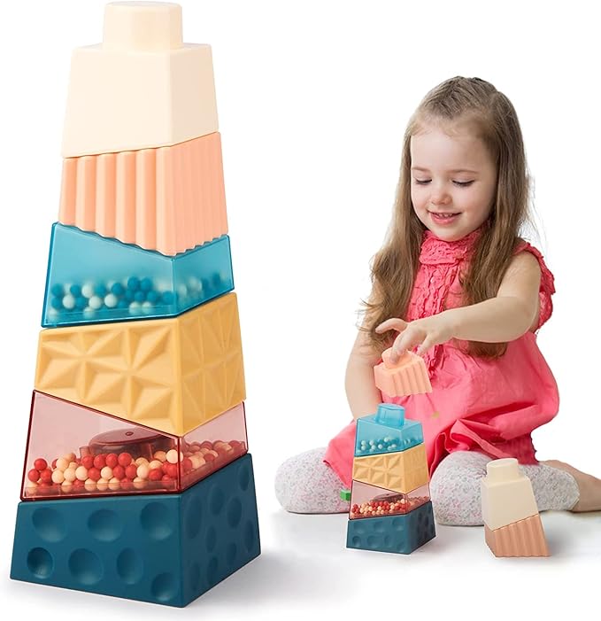 Sensory Stacking Blocks Montessori Toy | Baby Balance & Learning Cubes