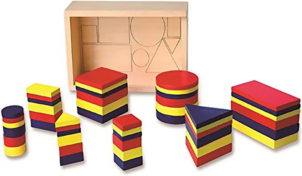 Wooden Logic Blocks 48 Pcs | Montessori Shape & Color Sorting Educational Toy