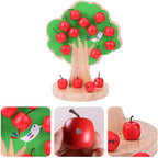 Wooden Apple Magnetic Tree Lacing Toy | Kids Montessori Brain Development Game