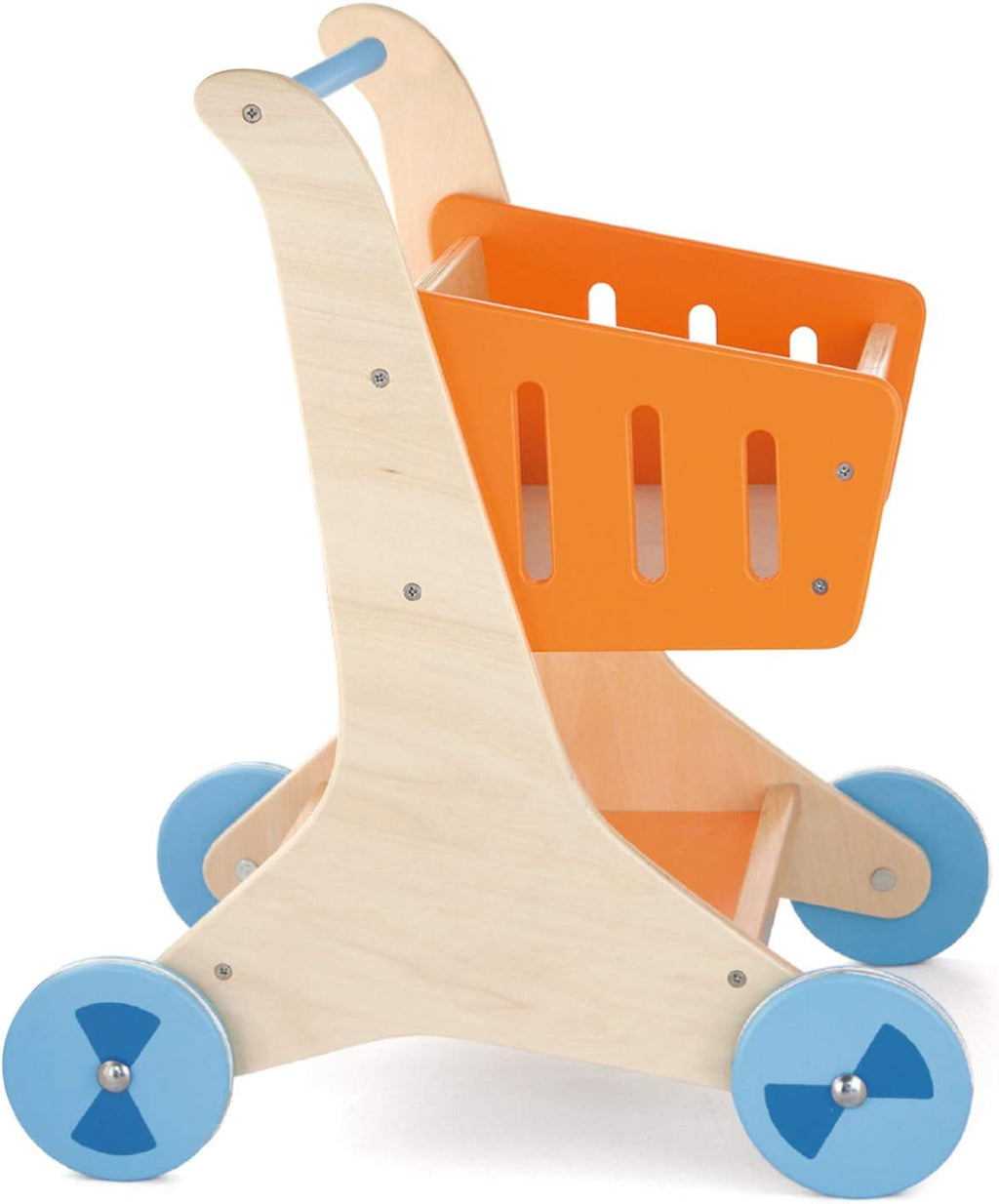 Wooden Shopping Cart Toy for Kids | Pretend Play Supermarket Trolley Montessori Toy