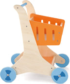 Wooden Shopping Cart Toy for Kids | Pretend Play Supermarket Trolley Montessori Toy