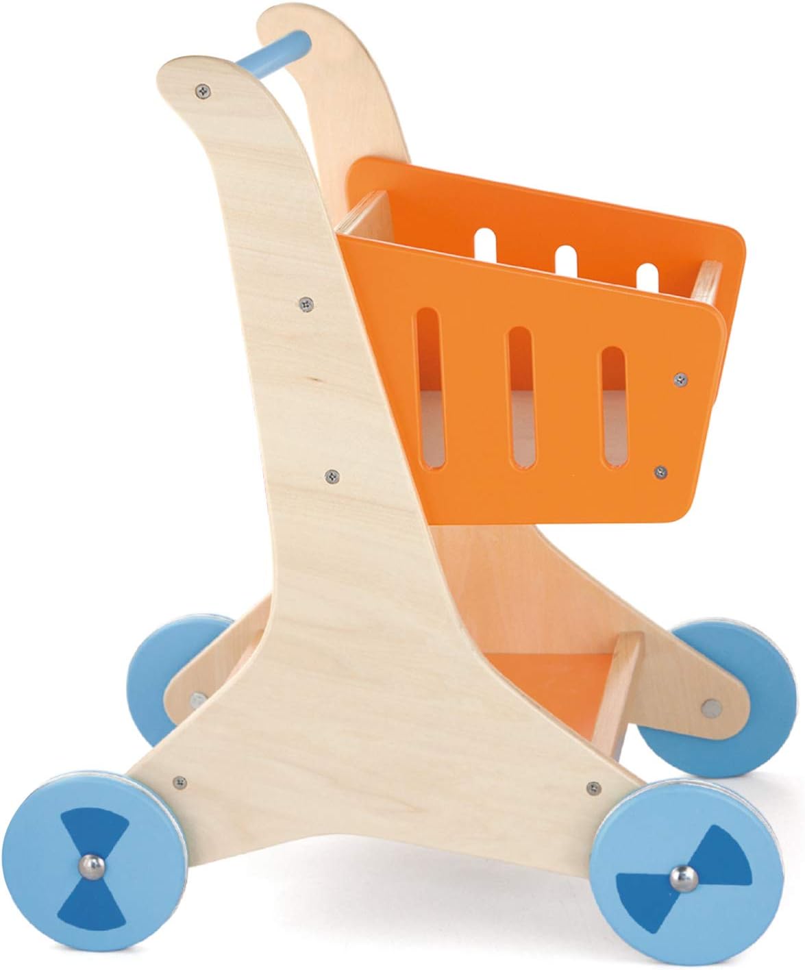 Wooden Shopping Cart Toy for Kids | Pretend Play Supermarket Trolley Montessori Toy