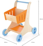 Wooden Shopping Cart Toy for Kids | Pretend Play Supermarket Trolley Montessori Toy