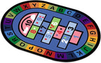 Oval Area Rug Kids Alphabet Number Mat | Non-Slip Educational Carpet