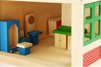Classic Wooden Doll House with Furniture | 2-Story Pretend Play Dollhouse Set for Kids