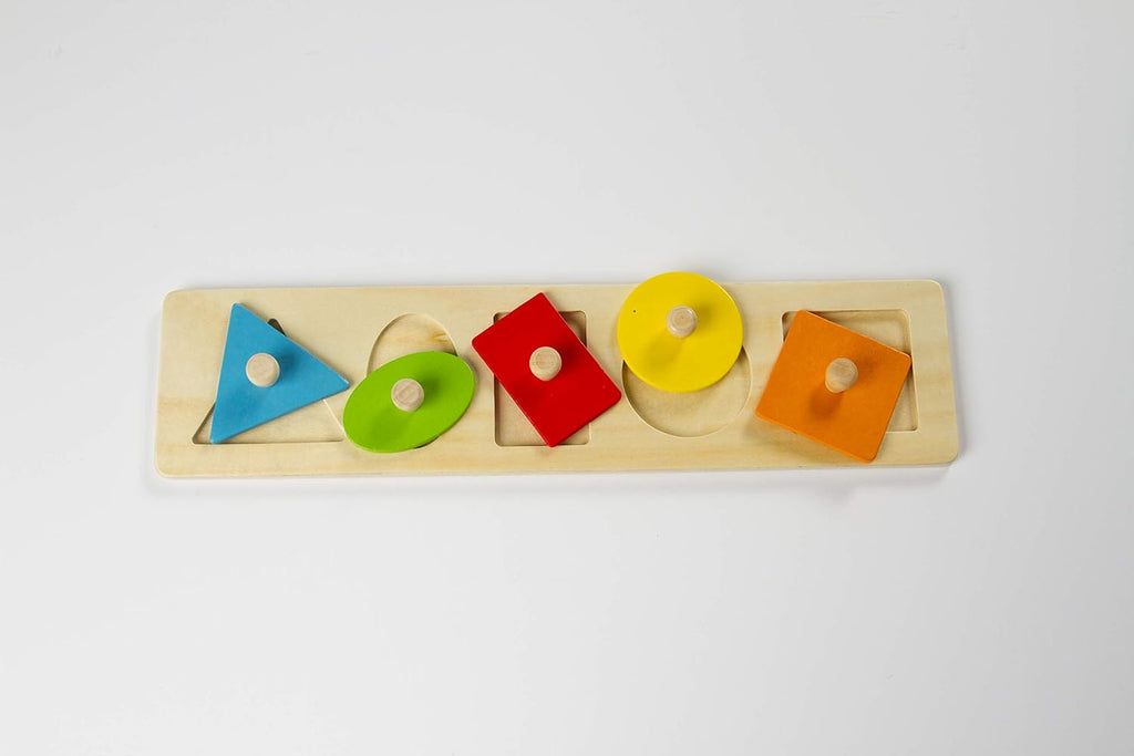 Wooden Montessori Shapes Puzzle with Knobs | Educational Toddler Learning Toy