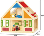 Classic Wooden Doll House with Furniture | 2-Story Pretend Play Dollhouse Set for Kids