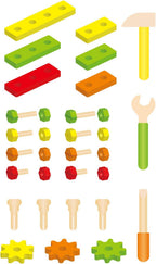 Foldable Tool Kit for Kids | 32 Pcs Wooden Pretend Play Tool Box Set Age 3+