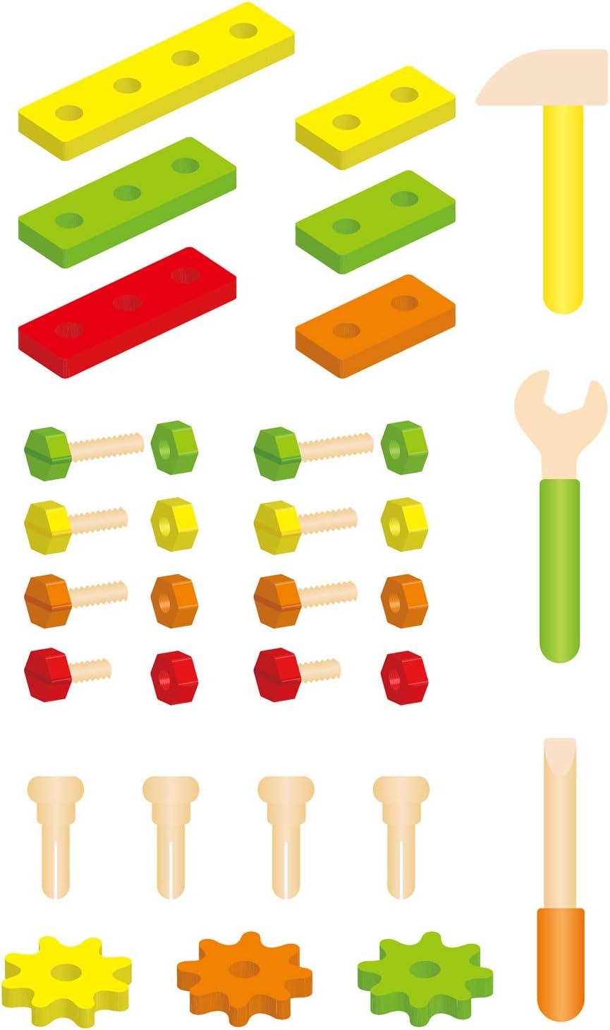 Foldable Tool Kit for Kids | 32 Pcs Wooden Pretend Play Tool Box Set Age 3+