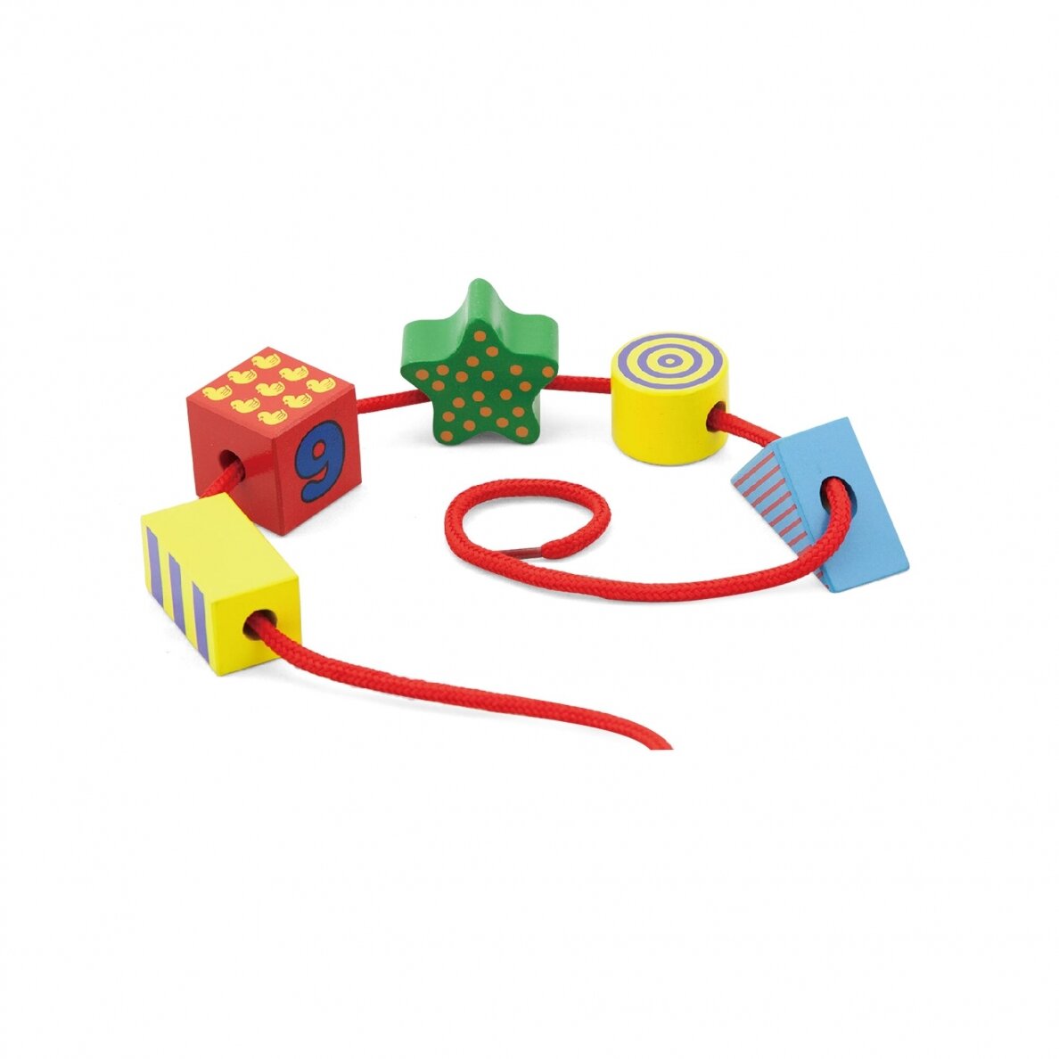 Lace Up Blocks Wooden Set | Counting & Fine Motor Learning Toy for Kids