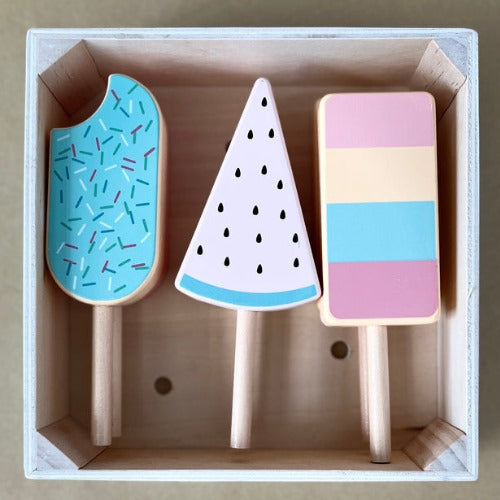 Wooden Popsicle Box Set | Kids Pretend Play Ice Cream Toy Storage Box