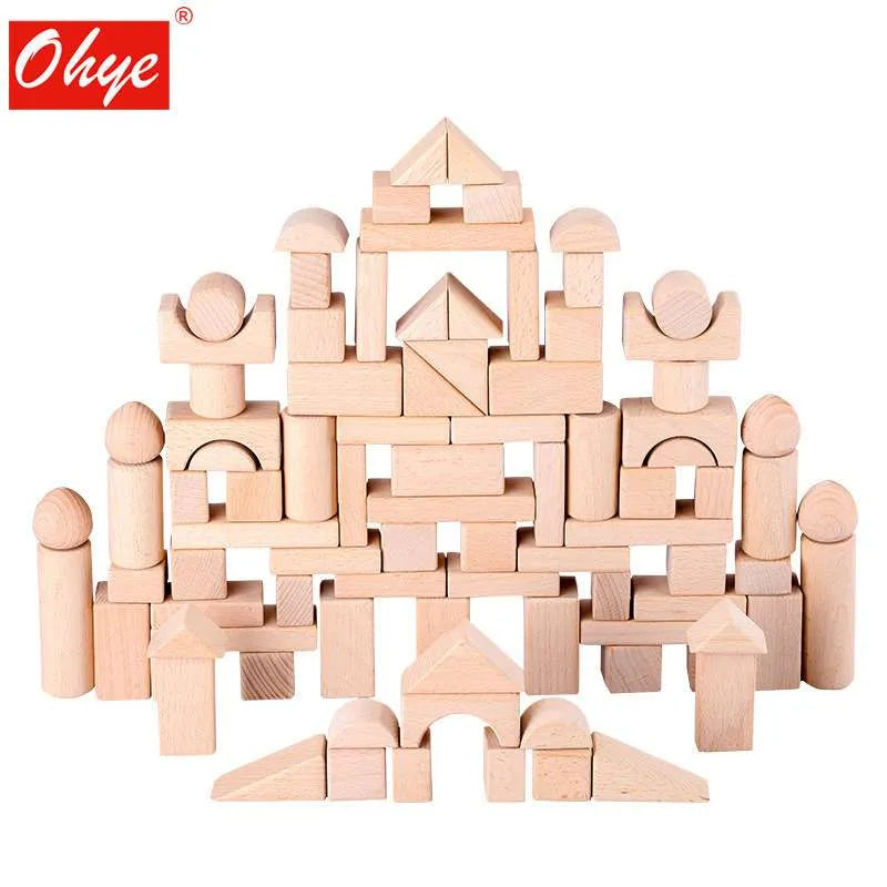 Wooden Building Blocks 100 Pcs | Montessori Creative Construction Toy for Kids