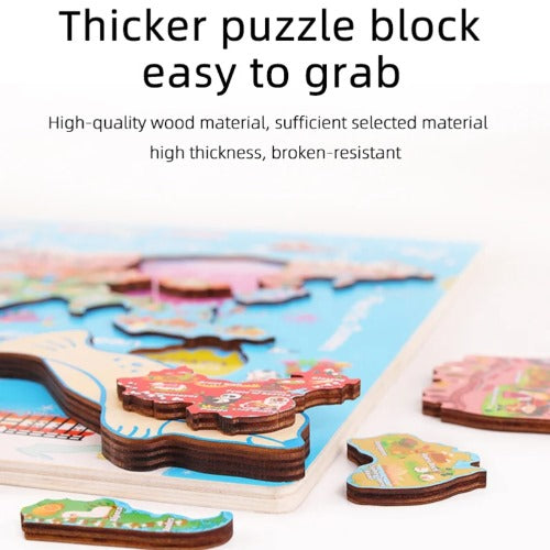 Magnetic Paradise World Map Puzzle | Kids Wooden Educational Jigsaw Toy