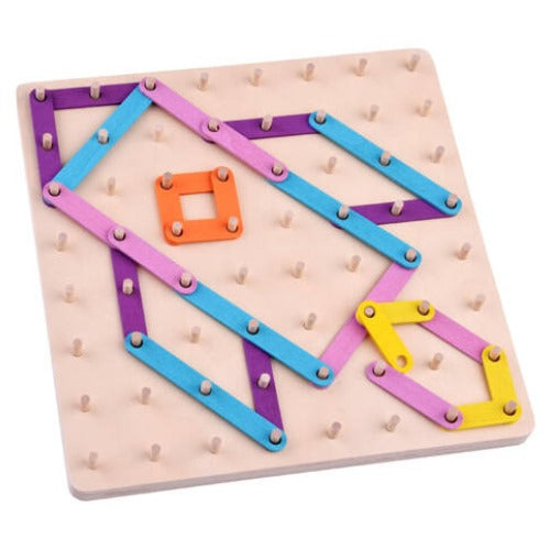 Large Nail Board Puzzle | Kids 2-in-1 Wooden Pattern Drawing Learning Toy