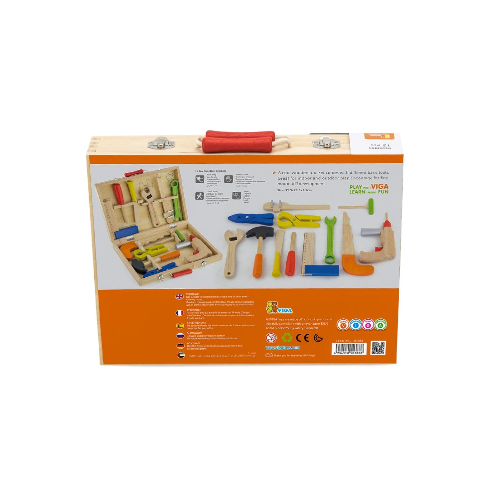 Wooden Tool Box 12PCS for Kids | Pretend Play DIY Tool Set Learning Toy