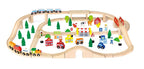 Wooden Train Track 90 Pieces | City & Farm Railway Play Set for Kids