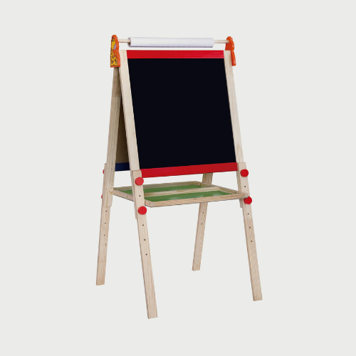 Standing Easel with Roll Paper | Kids Magnetic Drawing Board & Blackboard Set