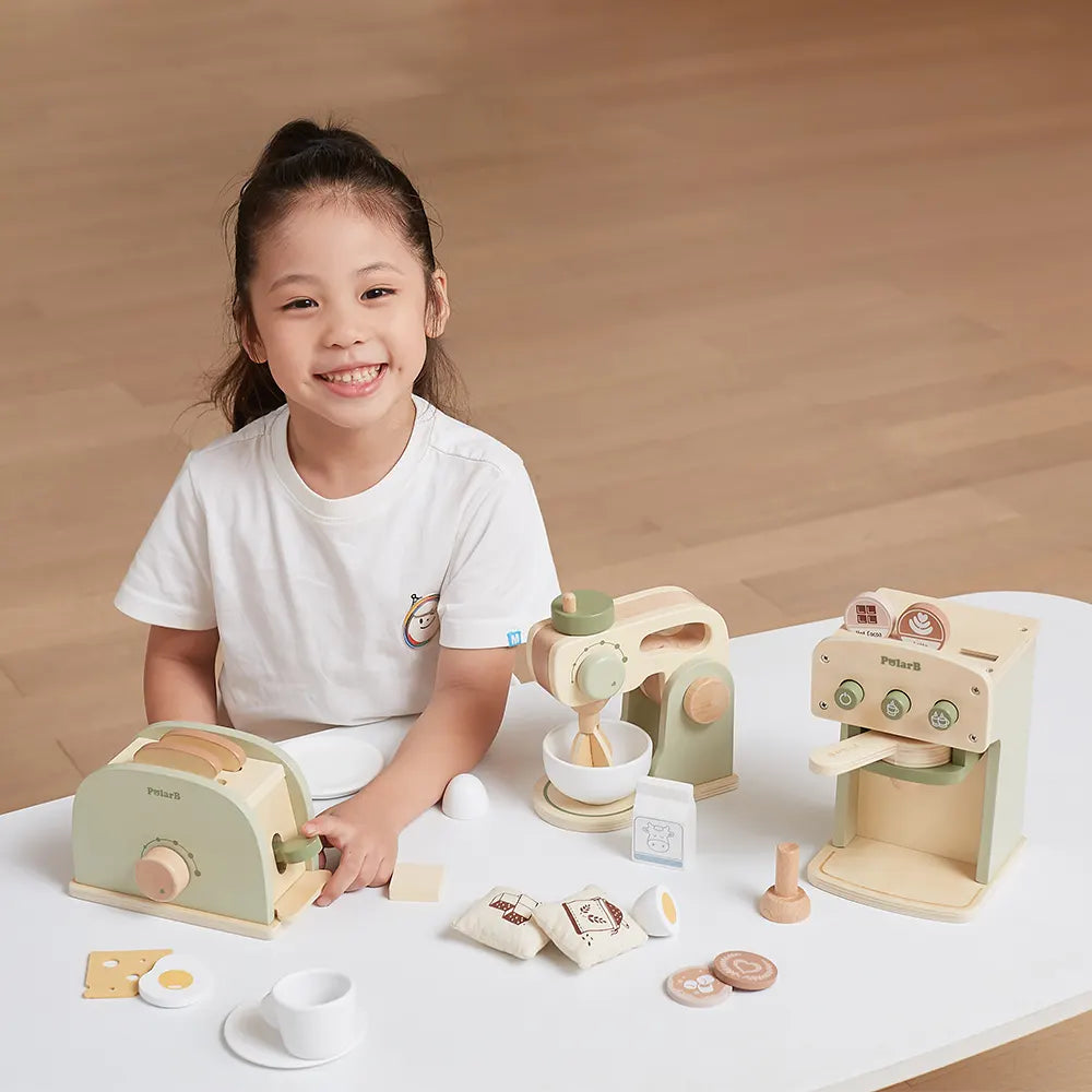 Wooden Toaster Toy Set with Accessories | Pretend Play Kitchen Toy for Kids 3+