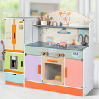 Multi Color Wooden Kitchen Set with Refrigerator | Kids Pretend Play Cooking Toy Educational Role Play