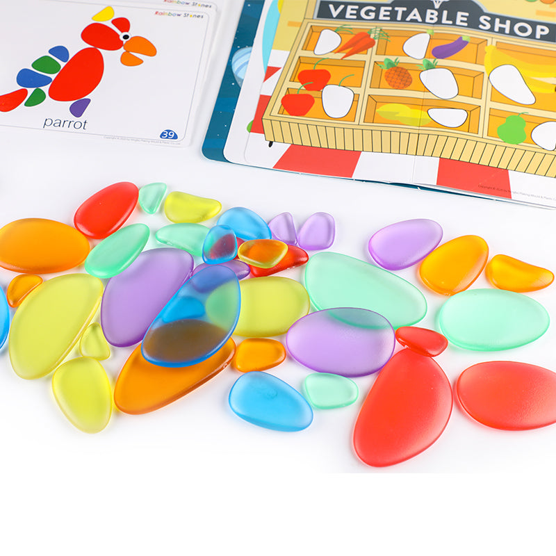Rainbow Pebbles Transparent Sorting Stacking Stones | 36 PCS Learning Set