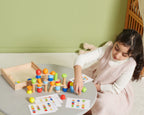 Wooden Blocks Tower Building Game 52 Pcs | Montessori Stacking & Logic Toy for Kids