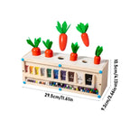 Carrot Harvest 3 in 1 Montessori Toy | Wooden Shape Sorting & Bead Maze Learning Set